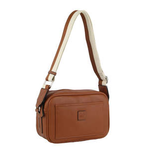 Vegan Leather: Ladies Cross Body Bag - Tan
