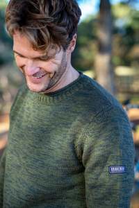 Sale Mens: Khaki Crew Neck Knit Jumper
