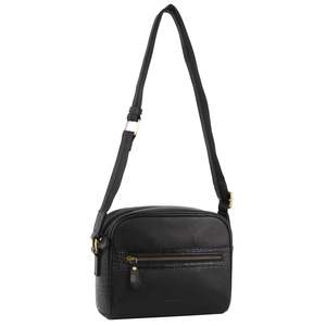 Womenswear: Pierre Cardin Croc-Embossed Leather Cross Body Bag - Black