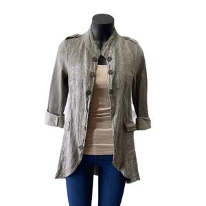 Suzy D: LINEN MILITARY JACKET -- TAUPE