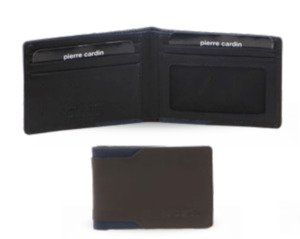 Menswear: Pierre Cardin Men's Leather Slimline 2-Tone Wallet - Brown