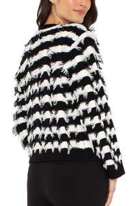 Womenswear: Black & White Fringe Cardigan