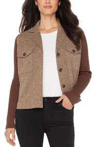 Brown Shacket with Sweater Sleeves