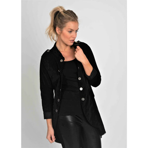 Jackets: SUZY D PLAIN MILITARY JACKET - BLACK