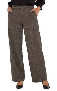 Pants: Liverpool Kelsey Wide Leg Trouser - Black/Tan Herringbone
