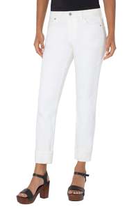 Pants: Liverpool Marley Girlfriend Cuffed - BoneWhite