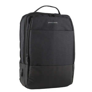 PIERRE CARDIN BUSINESS & TRAVEL BACKPACK WITH USB PORT - BLACK