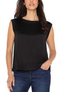 Just Landed: Sleeveless woven to knit top