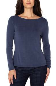 Just Landed: Boat neck knit top - Navy