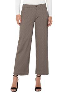 Wide leg crop trouser - Coffee/Sand stripe