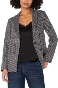 Check button blazer - Navy/toffee
