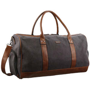 Overnight Bags: PIERRE CARDIN BLACK CANVAS DUFFEL BAG