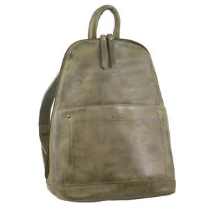 Backpacks: MILLENI LEATHER BACKPACK -- OLIVE