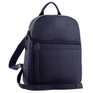 Backpacks: Leather Travel/Computer Backpack - Navy