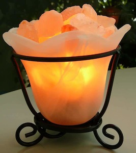 Products: Glass Bowl with Metal Frame Salt Lamp
