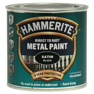Hammerite Direct to Rust Metal Paint Satin Black 250ml
