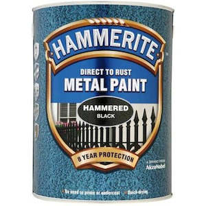 Hammerite Hammered Paint: Hammerite Direct to Rust Metal Paint Hammered Black 5Litre