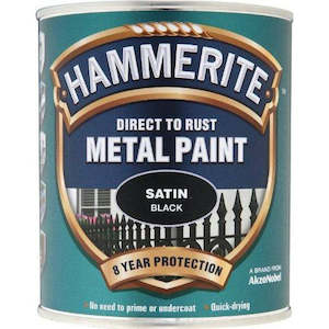 Hammerite Satin Paint: Hammerite Direct to Rust Metal Paint Satin Black 750ml
