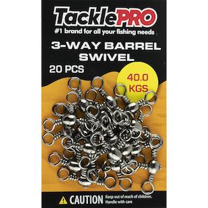 Swivels: Tacklepro 3 Way Barrel Swivel 40.0Kg - 20Pc | Swivels - Barrel
