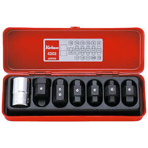 Drain Plug Keys: Koken 1/2" Dr Drain Plug Key Set - 7pc 8S x 10S, 8H-19H