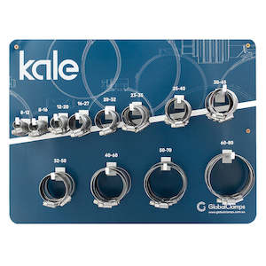 Hose Clamps: Kale 102pc Wall Merchandiser w/Stock WD 9/12mm W4** | Hose Clamps