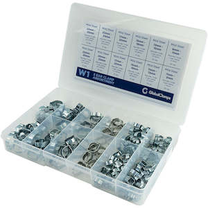 Hose Clamps: 2 Ear Clamp 7-25mm W1 7/7.5/9mm Band Clamp Assrt 200pc | Hose Clamps