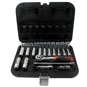 Deep Socket Sets: AmPro Socket Set 1/4" Dr Std and Deep 4 -14mm 6pt 29pc (in Blowcase)