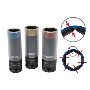 Powerbuilt 1/2” Dr 3pc Metric Deep Impact Wheel Nut Socket Set