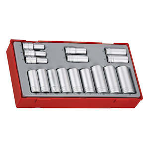 Deep Socket Sets: 16Pc 3/8In Dr. Deep Socket Set 7-22Mm | Tool Tray Sets - 3/8 Inch Drive