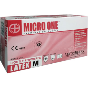 Microflex Micro One Powdered Latex Gloves Medium (Box 100)