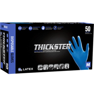 Safety: Sas Thickster Pf Latex Gloves Medium (Box 50)