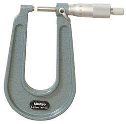 Mitutoyo: Mitutoyo Sheetmetal Micrometer 0-25mm with 100mm Throat Depth (Flat Anvils)