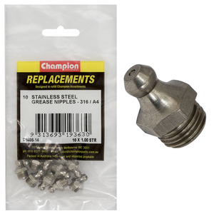 Champion Grease Nipple Stainless M10 x 1.00 Str 316/A4 10pk