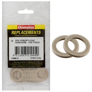 Products: Champion 11/16 x 1-1/16 x 1/32in Polypropylene Washer 15pk