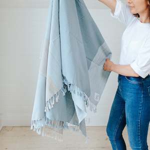 Eco: Hand Loom Throw | Hollow Coves | Blue