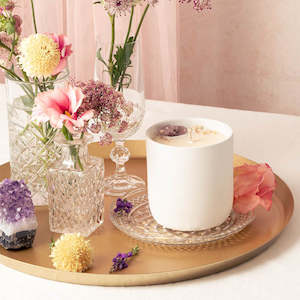 Candles: Crystal Candle | Ceramic Jar | Sweet Rose Petal