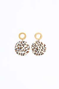 Earrings | Round Leopard Print