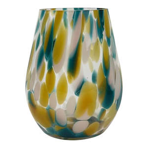 Glassware: Speckle Glass Vase | Blue Beige | Medium