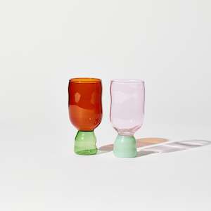 Show Pony Drinking Glasses in Pink/Aqua + Amber/Green