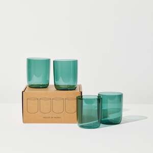 Glassware: Belly Set of 4 Cups in Teal
