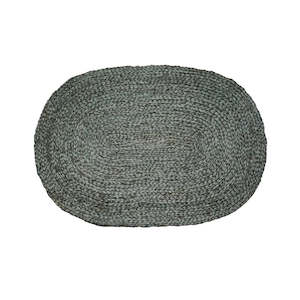 Door Floor Mat: Jute Mat | Braided | Green Oval
