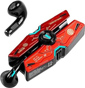 Earphone: Iron Man Wireless earphone,Red Bluetooth Earbuds with Charging Case LED, High-Fidelity Stereo for Gaming/Running/Fitness/Work (red)