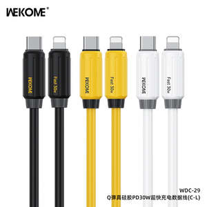 C Lightning: WEKOME Elastic Silicone Super Fast Charging Data Cable C to Lightning 1M