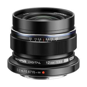 Micro Four Thirds: Olympus M.Zuiko Digital ED 12mm f2.0 Lens (Black)
