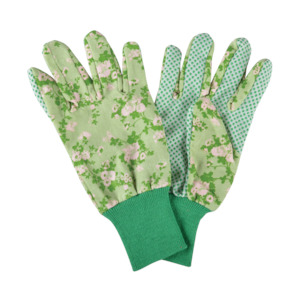 Gardening Gloves: Rose Print Garden Glove - Green
