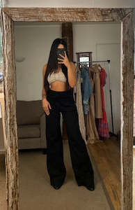 Pants: Denim Black Flared Jeans