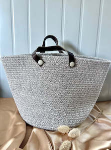 samsara-collection: Grey Cotton Basket Bag