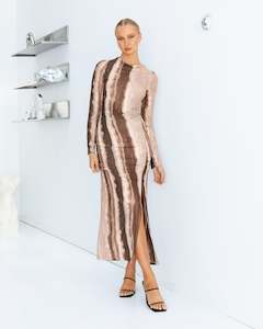 Size 14: Paper Heart-Midi Dress Brown