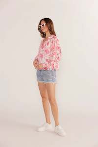 Flash Sale: Mink Pink - Bria Long Sleeve Blouse - Summer Postcard Print
