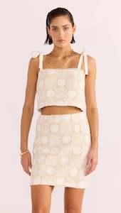 Size Xs: Mink Pink - Lyria Palm Lace Crop Top